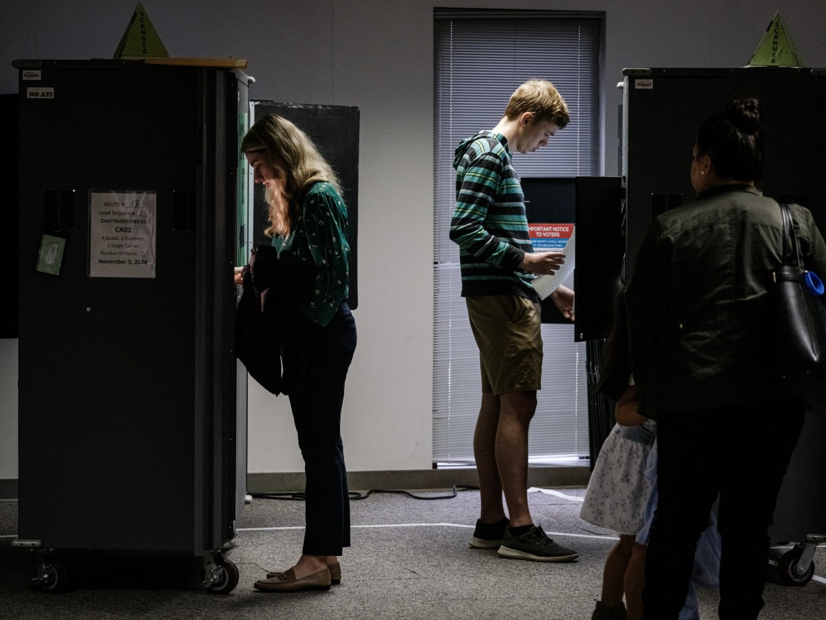 People vote at a polling station in Smyrna, Georgia, on Election Day, November 5, 2024. Photo by Yasuyoshi CHIBA / AFP.