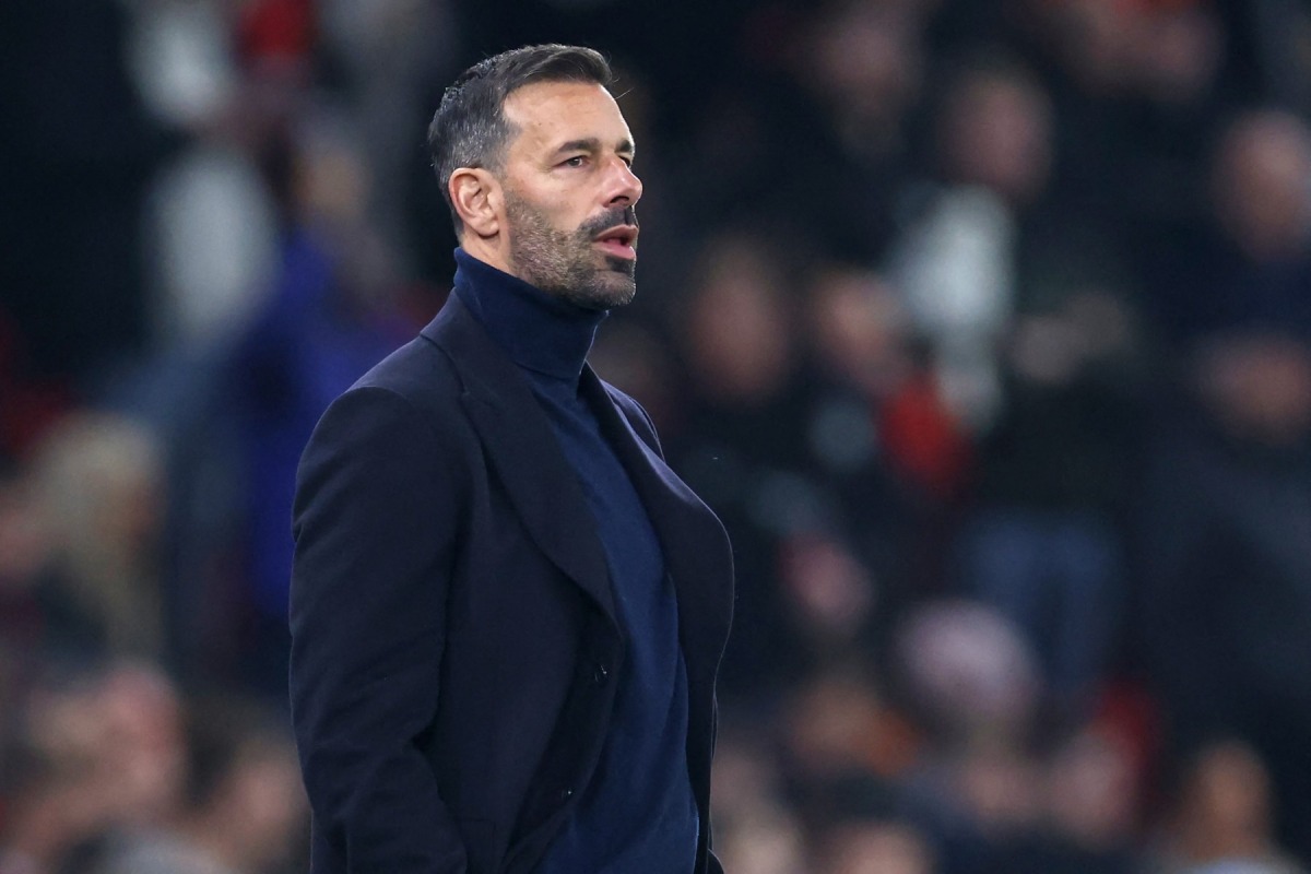 Manchester United's Dutch interim head coach Ruud van Nistelrooy looks on ahead of kick-off in the English League Cup round of 16 football match between Manchester United and Leicester City at Old Trafford in Manchester, north west England, on October 30, 2024. (Photo by Darren Staples / AFP)