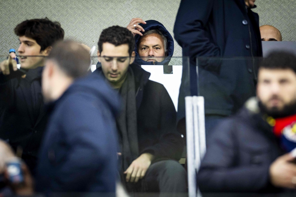 Fenerbahce's Portuguese coach Jose Mourinho looks on during the UEFA Europa League, League phase - Matchday 4, football match between AZ Alkmaar and Fenerbahce at the AZ Stadion, in Alkmaar on November 7, 2024. (Photo by Koen van Weel / ANP / AFP)