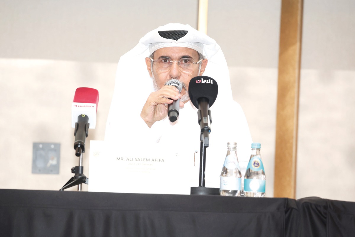 Chairman of the Aspire Academy Global Summit Ali Salem Afifa during the press conference yesterday.