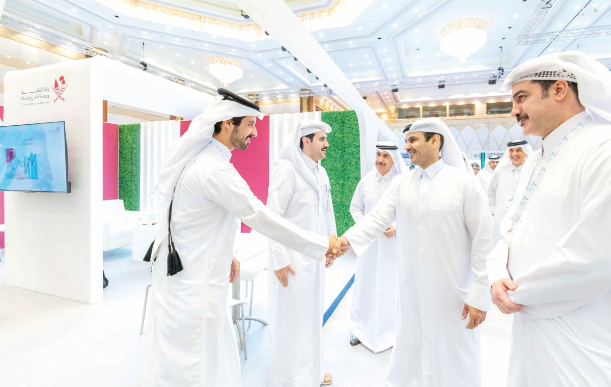 Minister of State for Energy Affairs, the President and CEO of QatarEnergy, H E Saad Sherida Al Kaabi during his visit to the ' Tawteen Forum 2024'.