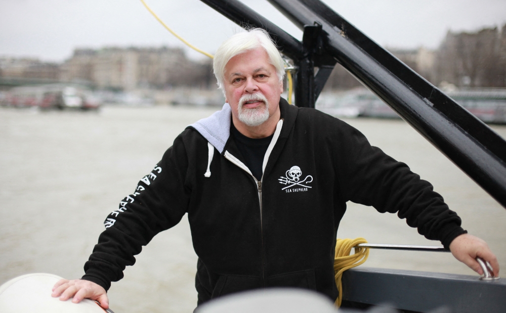 NGO Sea Shepherd Conservation Society founder, Paul Watson of Canada, poses on board of the 