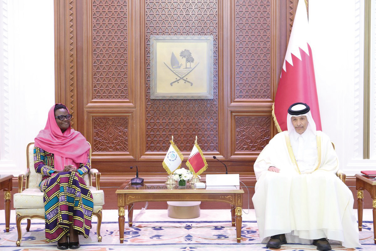 Speaker of the Shura Council H E Hassan bin Abdulla Al Ghanim meeting President of the Inter-Parliamentary Union H E Dr. Tulia Ackson yesterday.
