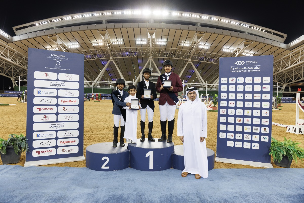 Qatar Equestrian Federation President Badr bin Mohammed Al Darwish presented the trophies to the winners of Future Rider events.