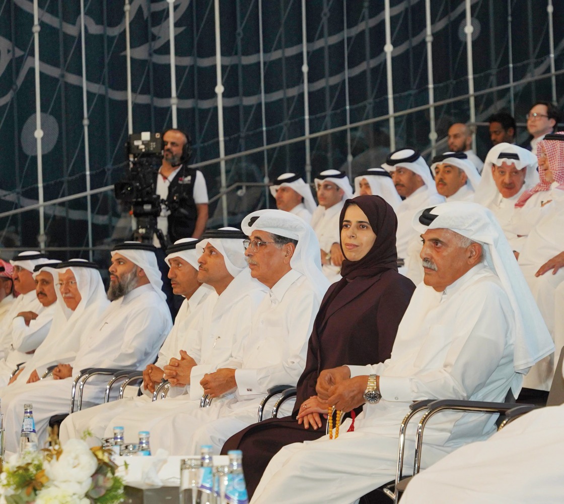 Deputy Prime Minister and Minister of State for Defence Affairs H E Sheikh Saoud bin Abdulrahman Al Thani; Minister of Education and Higher Education H E Lolwah bint Rashid bin Mohammed Al Khater; Minister of State and President of Qatar National Library H E Dr. Hamad bin Abdulaziz Al Kawari; and others at the event.