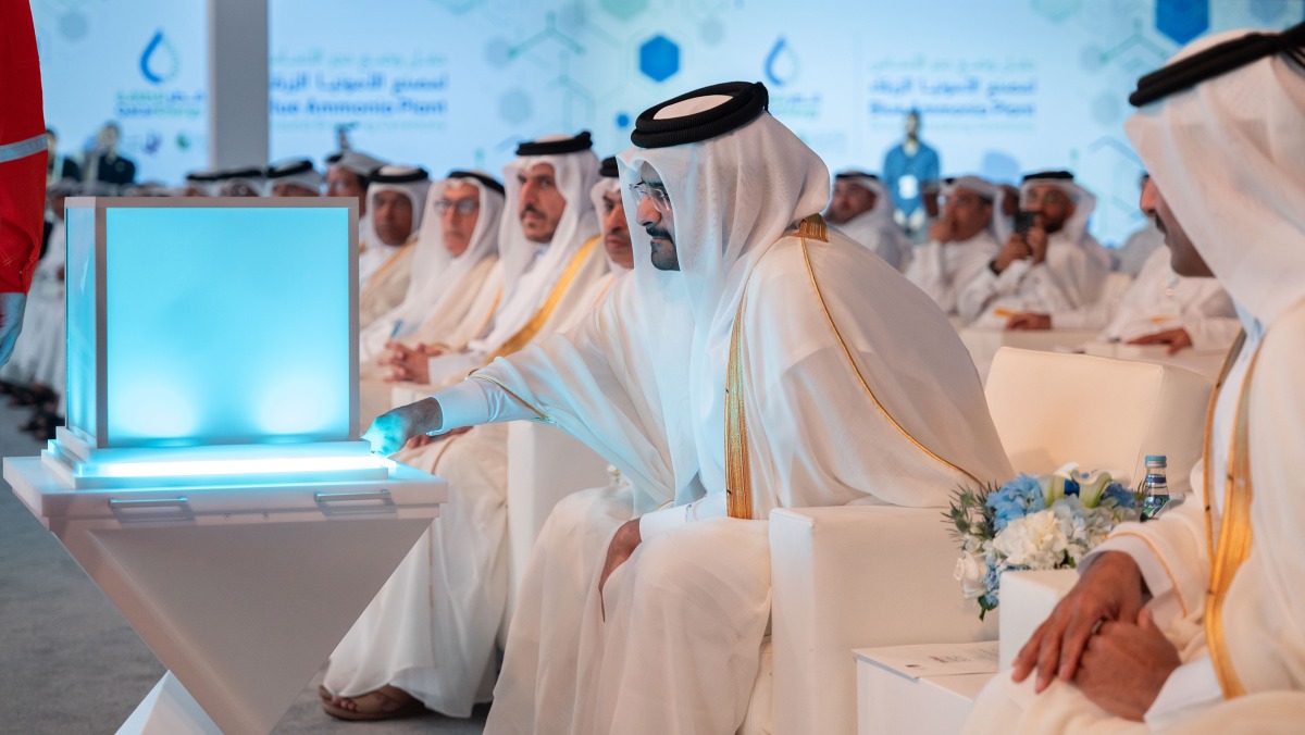 Deputy Amir H H Sheikh Abdullah bin Hamad Al Thani along with Their Excellencies the Ministers and other dignitaries during the foundation stone laying ceremony.