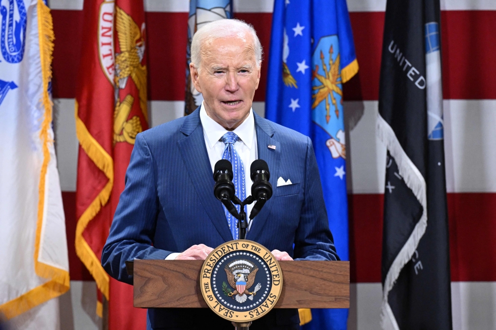 US President Joe Biden speaks during a 