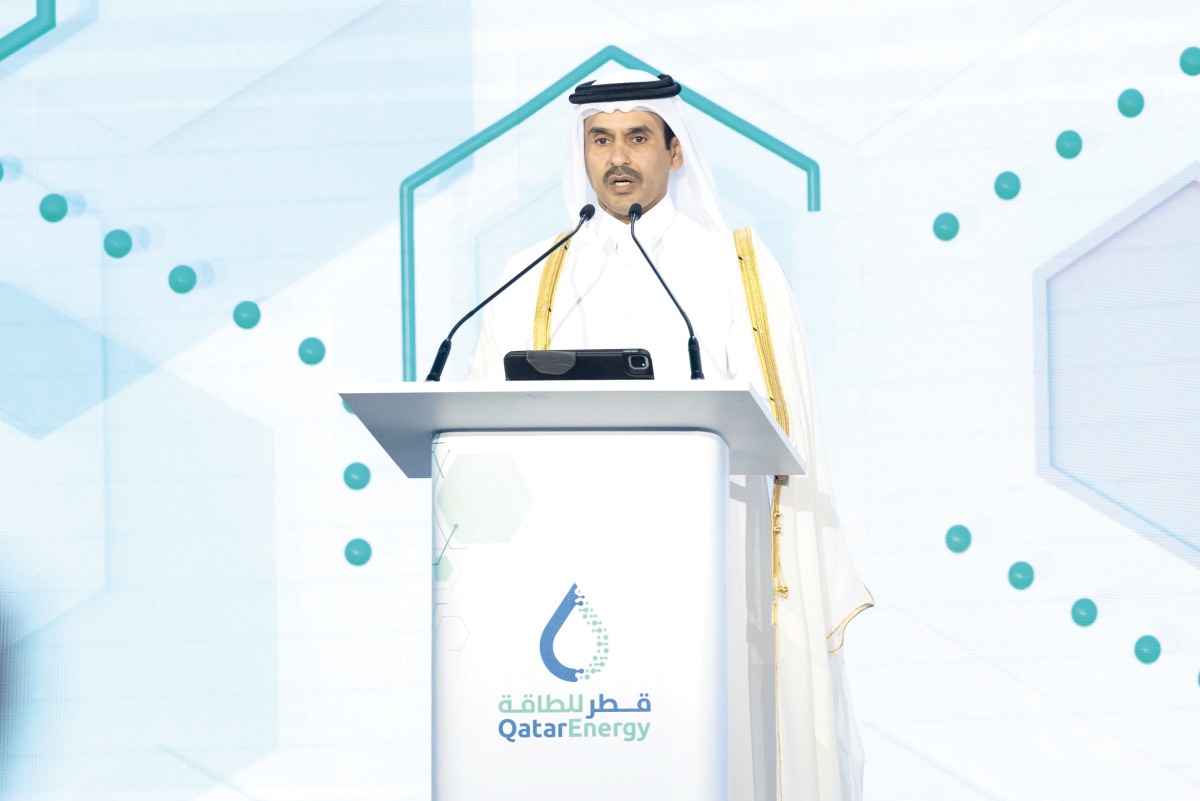 Minister of State for Energy Affairs, the President and CEO of QatarEnergy, H E Saad Sherida Al Kaabi addressing the event.