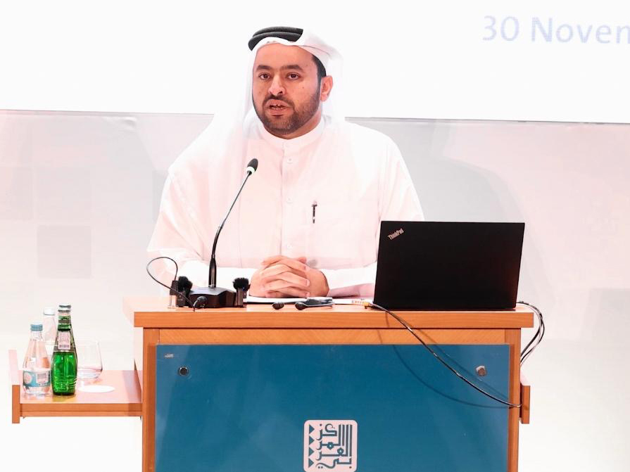 Minister of State H E Dr. Mohammed bin Abdulaziz bin Saleh Al Khulaifi addressing the opening session of the 11th Gulf and Arabian Peninsula Studies Forum.