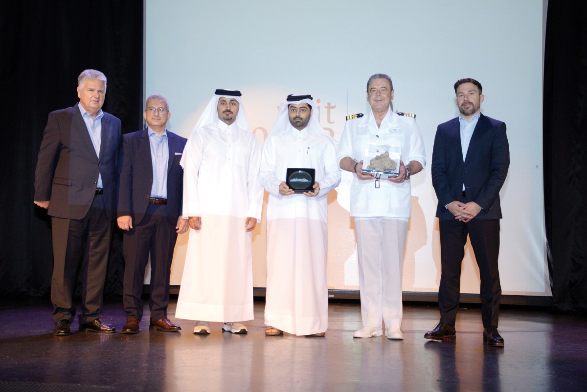 Celestyal and Mawani Qatar officials at plaque exchanging ceremony.