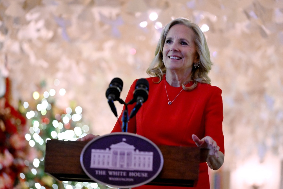 US First Lady Dr. Jill Biden at the White House in Washington, DC, on December 2, 2024. Photo by ROBERTO SCHMIDT / AFP.