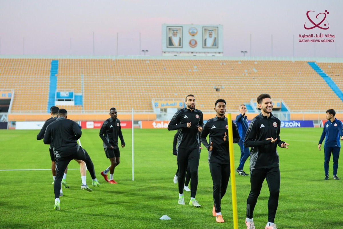 Qatar players during a training session.