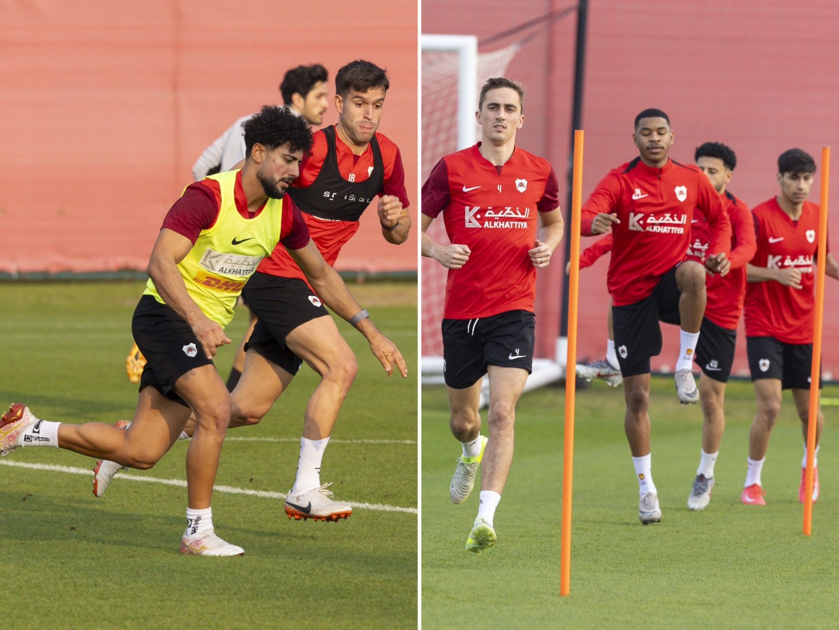 Al Rayyan players during a training session in preparation for the Challenge Shield showdown.