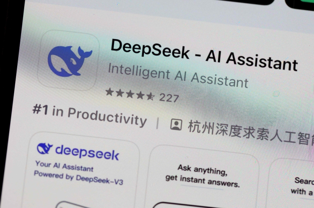 The Deepseek app is displayed on an iPhone screen on January 27, 2025 in San Anselmo, California. (Photo Illustration by Justin Sullivan/Getty Images via AFP) 