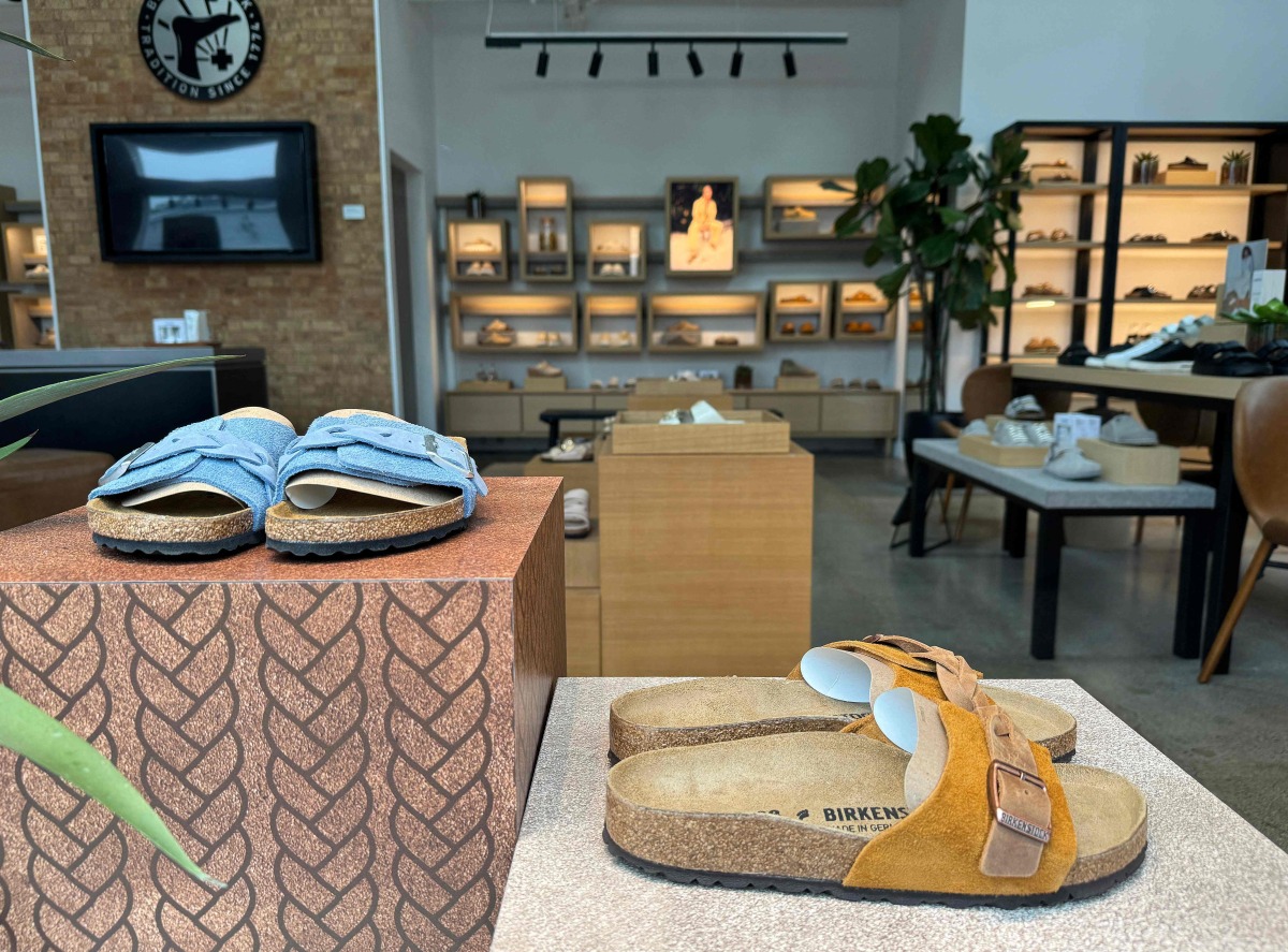 Birkenstock shoes are displayed at a Birkenstock store on February 29, 2024 in Larkspur, California. Photo by JUSTIN SULLIVAN / GETTY IMAGES NORTH AMERICA / AFP