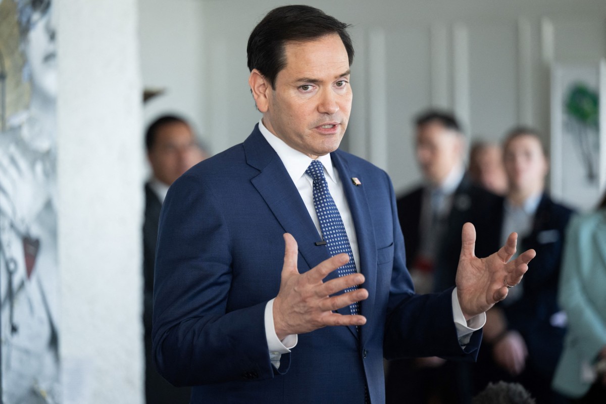 US Secretary of State Marco Rubio speaks with reporters following the G7 foreign ministers meeting in La Malbaie, Quebec, on March 14, 2025. Photo by SAUL LOEB / POOL / AFP.
