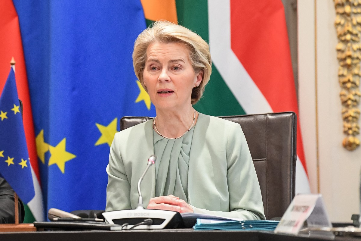 President of the European Commission Ursula von der Leyen attends the 8th South Africa-European Union (SA-EU) Summit at Tuynhuys in Cape Town on March 13, 2025. Photo by Rodger Bosch / AFP.
