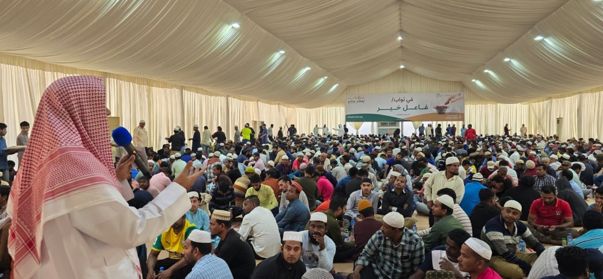 Fasting people at a Ramadan tent organised by the Ministry of Awqaf and Islamic Affairs.