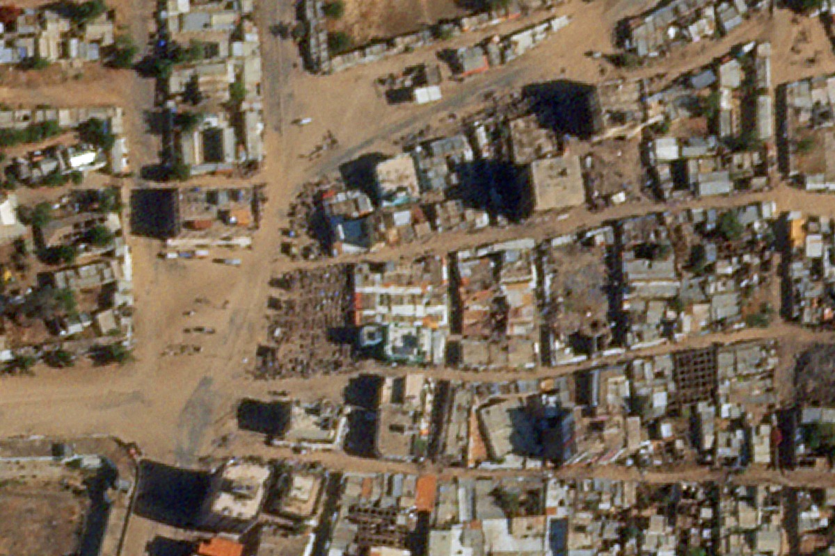 This handout satellite photo obtained from Planet Labs PBC and taken on March 12, 2025 shows the Hagar Qadu Souk (market) in al-Fasher, the capital of Sudan's North Darfur state. (Photo by Planet Labs PBC / AFP)